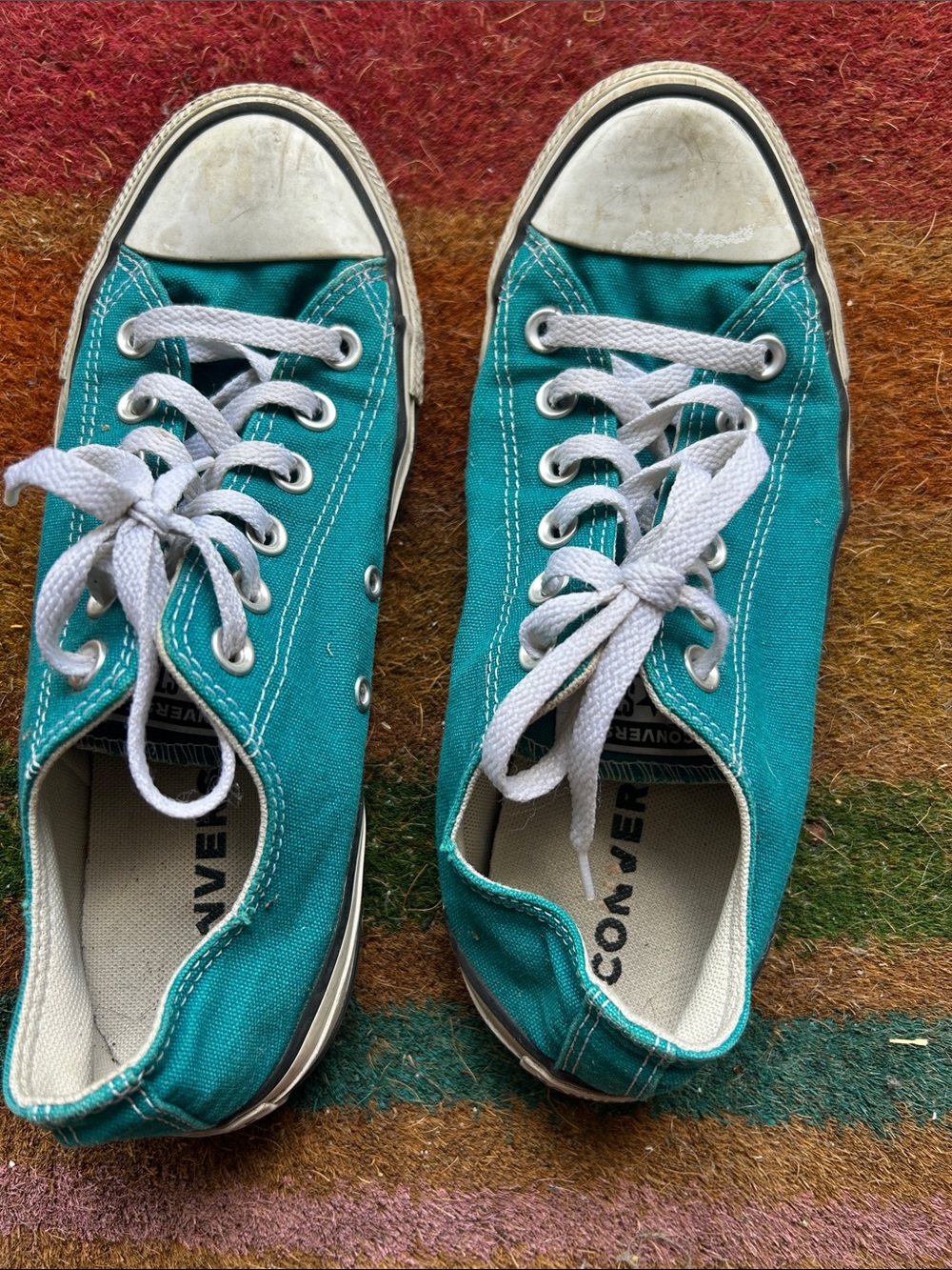 Converse Teal Low-Top Canvas Sneakers with White Accents